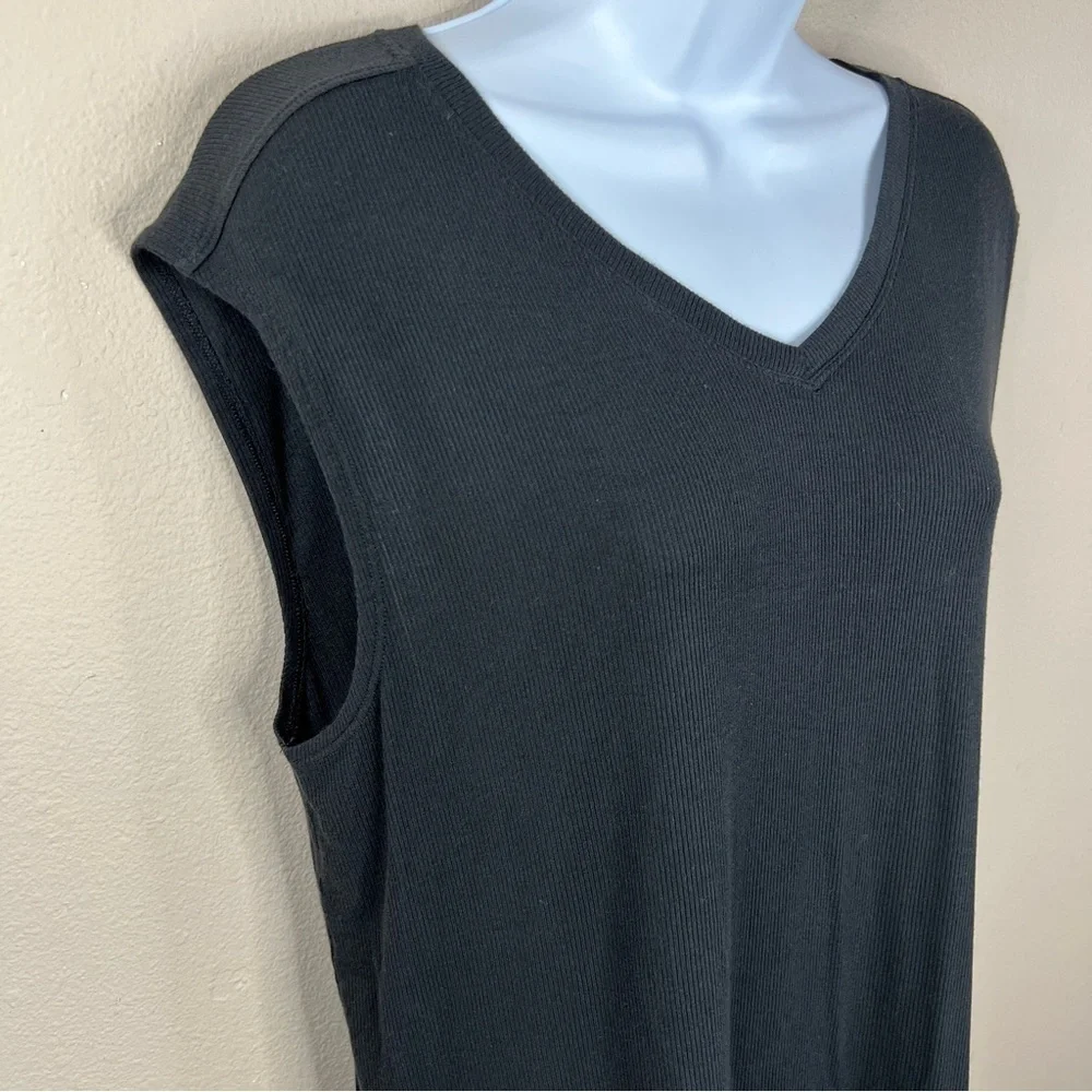 Large Athletic Works Black Soft Cap Sleeve Top Activewear Stretch
